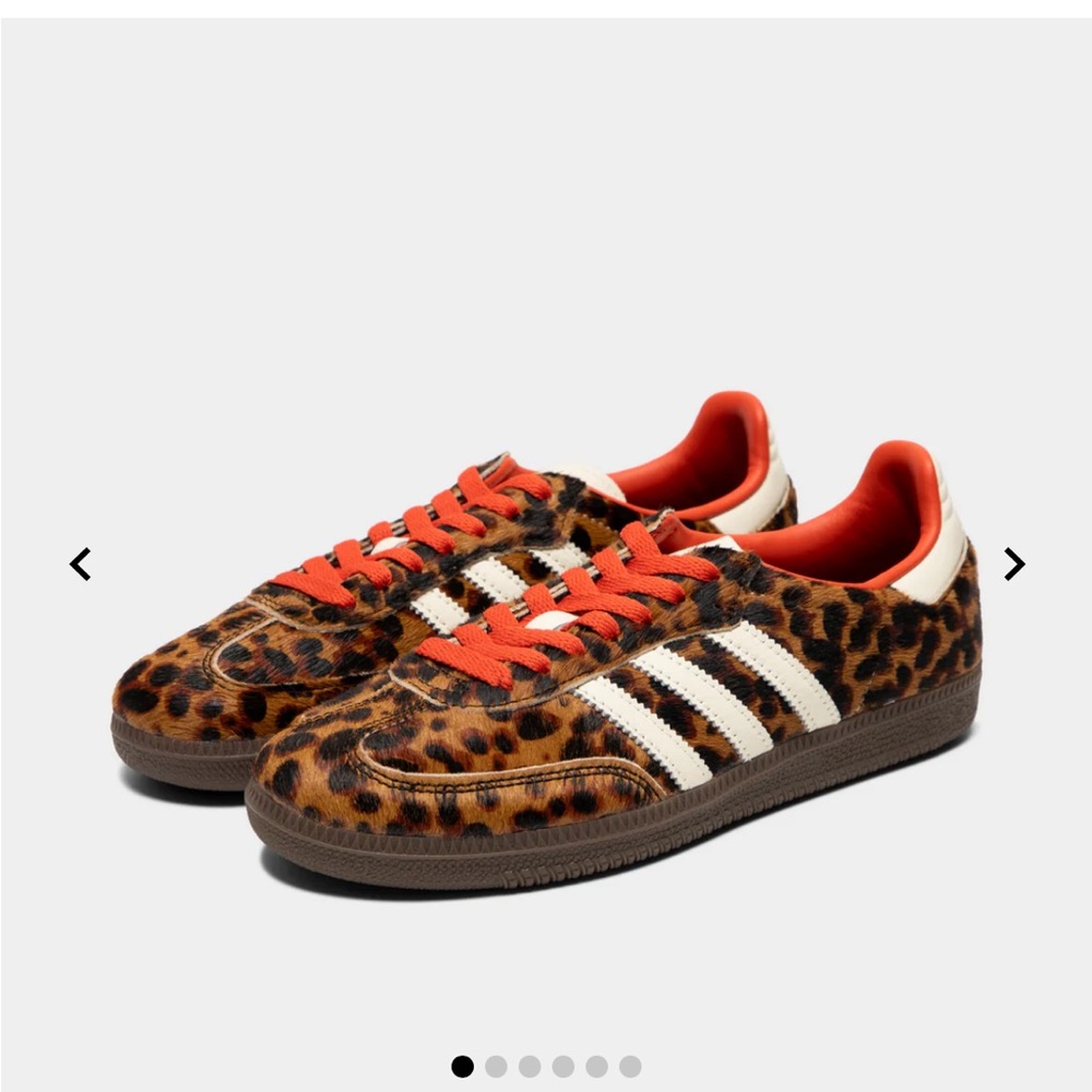 Adidas Samba OG Leopard Sneakers in Dark Brown, Off-White and Orange - Picture 1 of 4